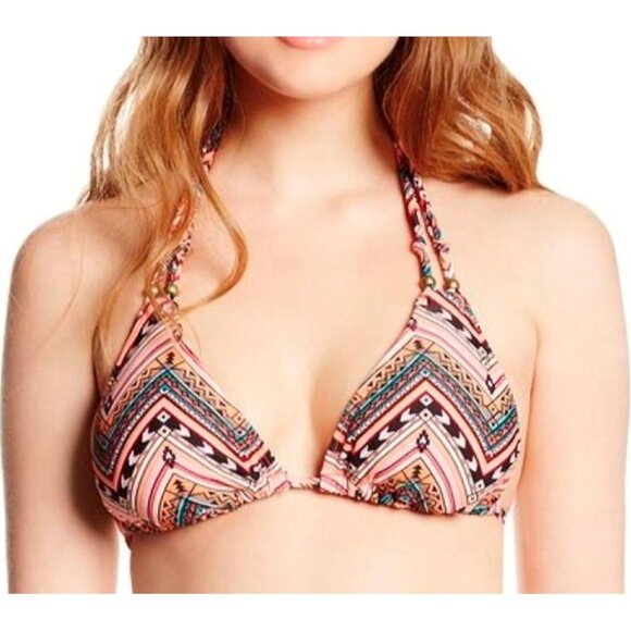 Hobie Womens Halter Bikini Top M/M Aztec Print Nylon/Polyester Multicolor Adjust - Picture 1 of 5